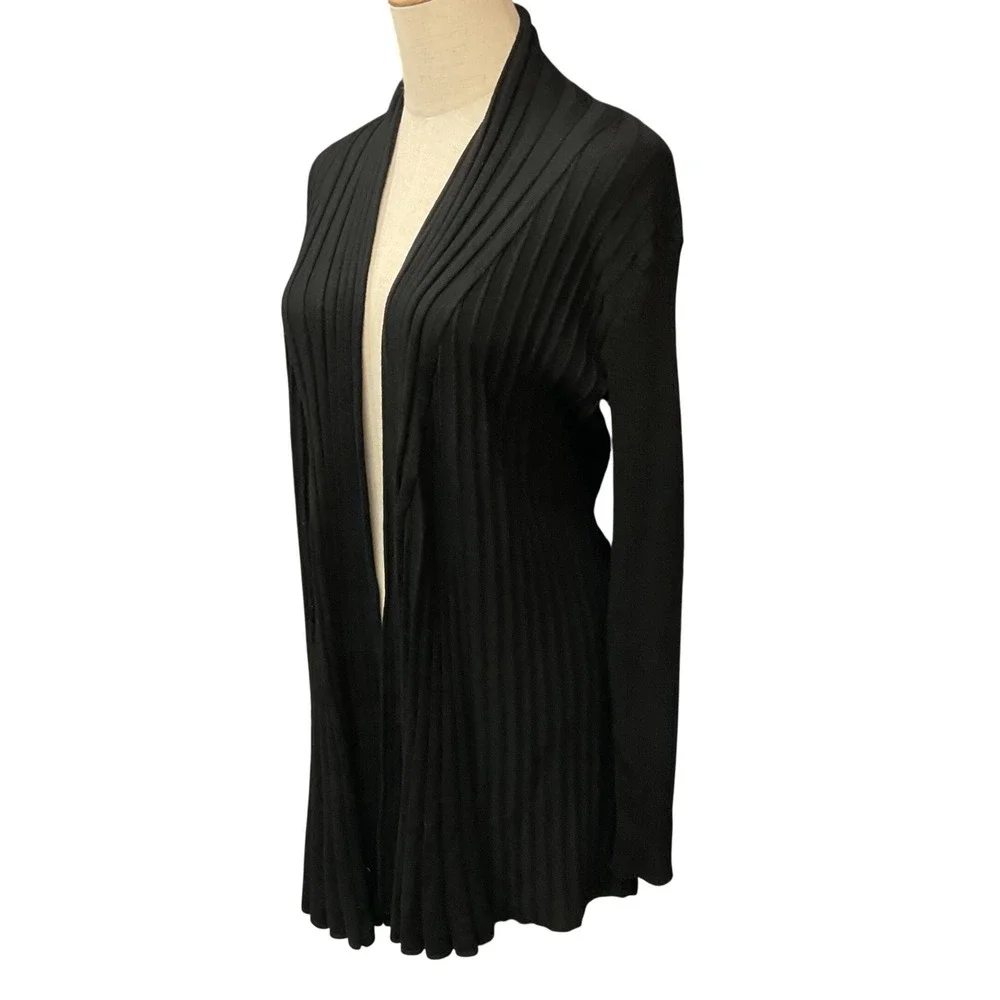 BIRCH NY Women's Ribbed Long Sleeve Open-Front Cardigan Black Size Medium‎ NWT